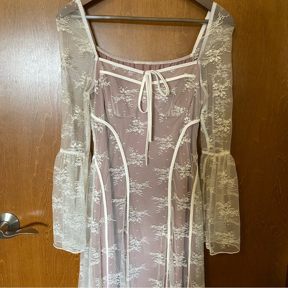 Elegant Sheer Lace Dress with Long Sleeves - Picture 3 of 5